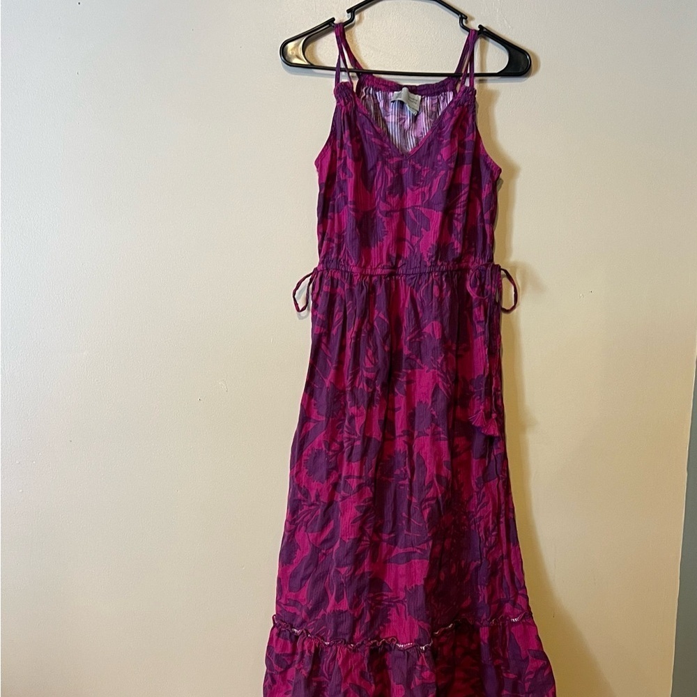 Anthropologie SATURDAY SUNDAY Yasmine Tiered Maxi Dress Tie Waist Sz S Purple - Picture 2 of 7